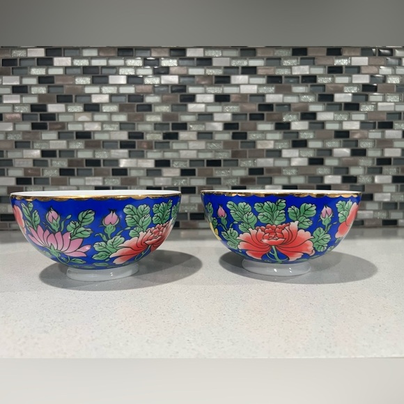 Floral Blue Ceramic Bowls/2pieces - Picture 2 of 7